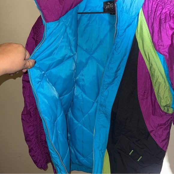 VNTG BRAETAN 90s neon puffer ski jacket M - Picture 5 of 6